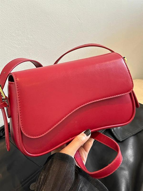 Women's Solid Color Flap Shoulder Bag, Fashionable PU Leather Crossbody Bag for Daily Used, Casual Trendy Versatile High-quality Daily Commuting Bag