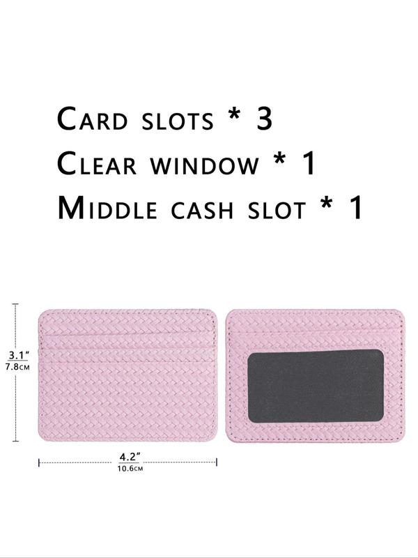 Minimalist Slim Credit Card Holder with Transparent Id Window,  Small Pu Short Wallet for Women Men, Casual Trendy Versatile Daily Used Card Holder