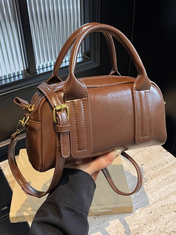 Women's Elegant Solid Color Handbag, Fashionable PU Leather Crossbody Bag for Daily Used, Casual Trendy Versatile High-quality Daily Commuting Bag