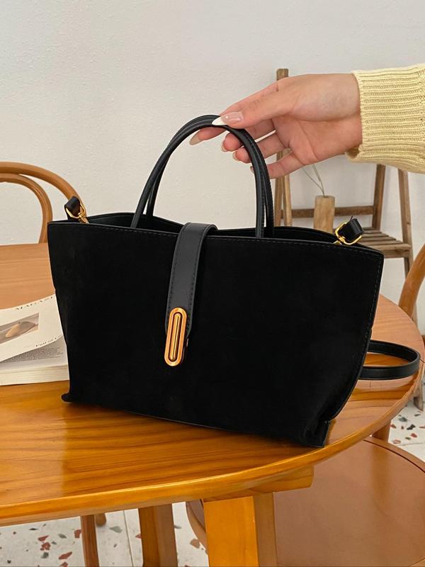 Women's Elegant Suede Tote Bag, Fashionable Large Capacity Shoulder Bag for Work & Daily Used, Casual Trendy Versatile High-quality Daily Commuting Bag