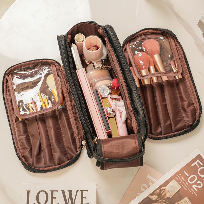 Women's Multifunctional Cosmetic Bag Large Capacity Portable Travel Makeup Brush Toiletries Storage Bag