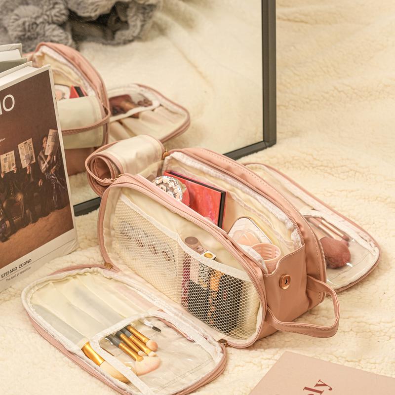 Women's Multifunctional Cosmetic Bag Large Capacity Portable Travel Makeup Brush Toiletries Storage Bag