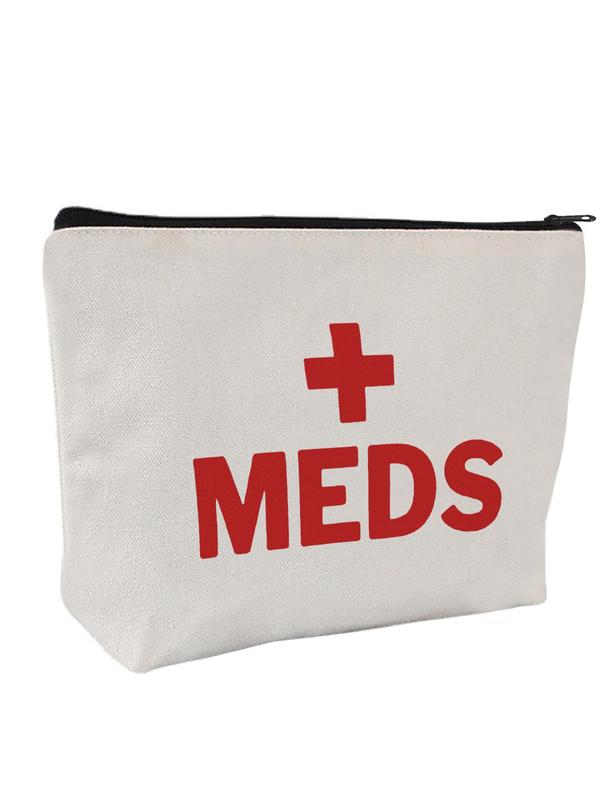 Red Cross Logo & Letters Print Makeup Bag, Meds Bag, Travel Portable Cosmetic Organizer, Small Large Toiletry Accessory