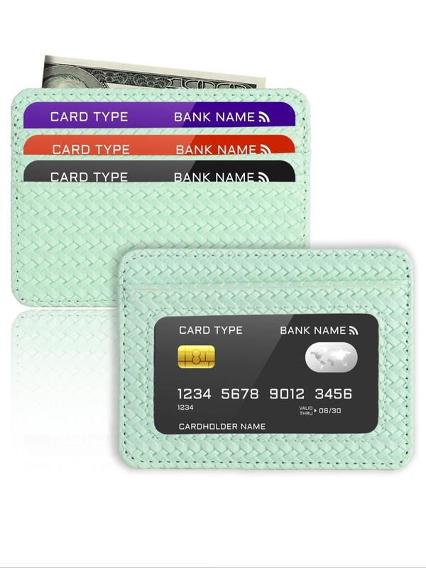 Minimalist Slim Credit Card Holder with Transparent Id Window,  Small Pu Short Wallet for Women Men, Casual Trendy Versatile Daily Used Card Holder