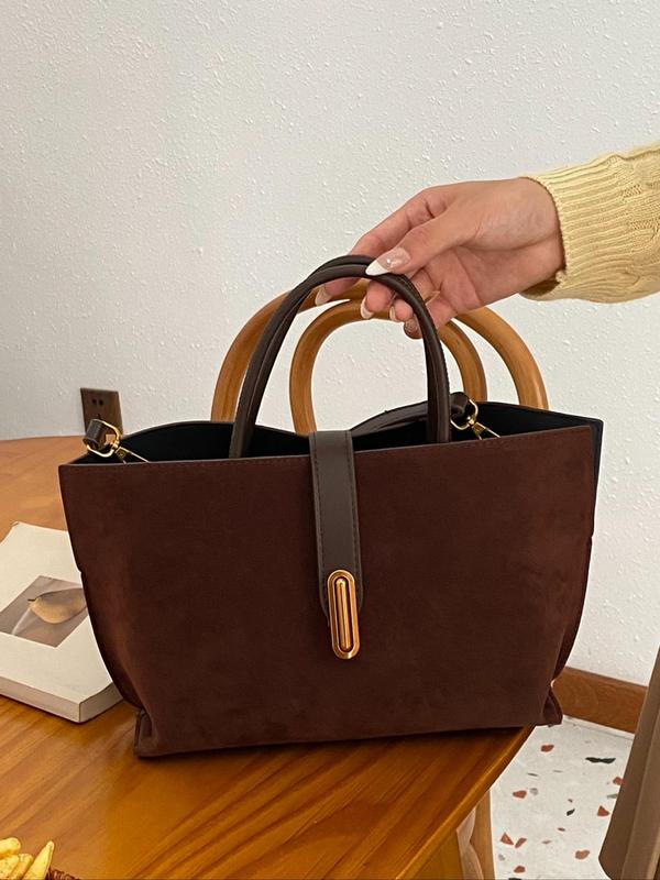 Women's Elegant Suede Tote Bag, Fashionable Large Capacity Shoulder Bag for Work & Daily Used, Casual Trendy Versatile High-quality Daily Commuting Bag