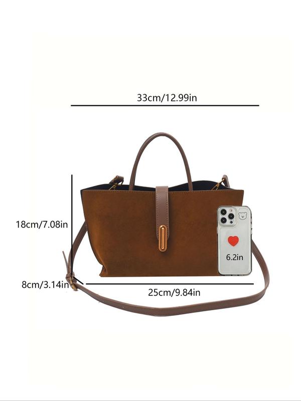 Women's Elegant Suede Tote Bag, Fashionable Large Capacity Shoulder Bag for Work & Daily Used, Casual Trendy Versatile High-quality Daily Commuting Bag