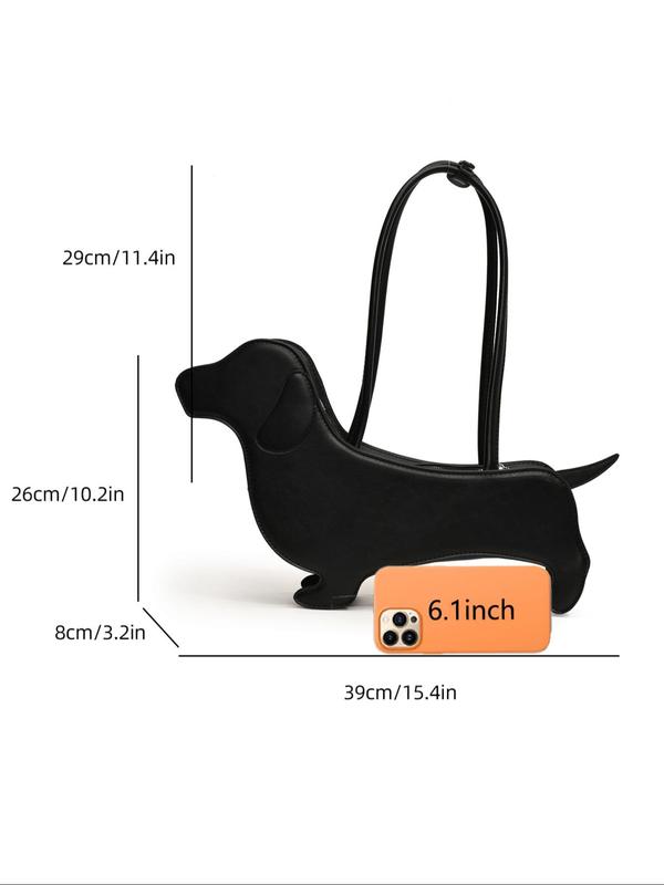 Cute Dachshund Shaped Handbag, Novelty Bag, Fashionable Zipper Shoulder Bag for Women, Casual Trendy Versatile High-quality Daily Commuting Bag