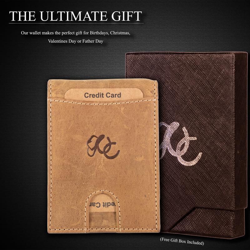 Leather Money Clip Bifold Men's Minimalist high quality money clip leather wallet slim wallet Men's Minimalist