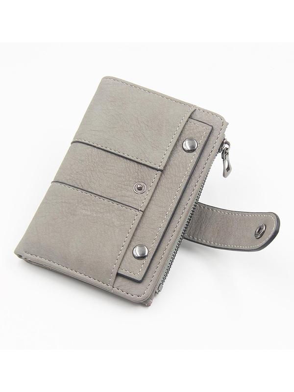 Women's Solid Color Zipper Short Wallet, Fashionable PU Leather Coin Purse for Daily Used, Casual Trendy Versatile High-quality Daily Wallet