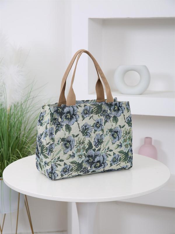 Floral Pattern Tote Bag, Casual Large Capacity Handbag for Women, Trendy Versatile High-quality Daily Commuting Bag, Girl Fashionable Shopping Bag