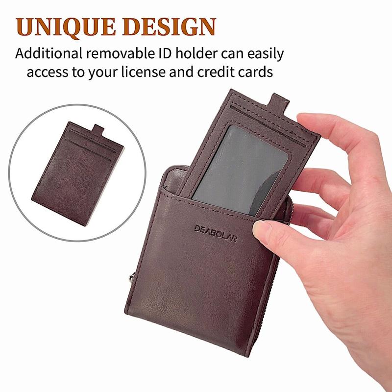 Mens RFID Blocking Leather Bifold Wallet Credit Card ID Holder Zip Around Purse