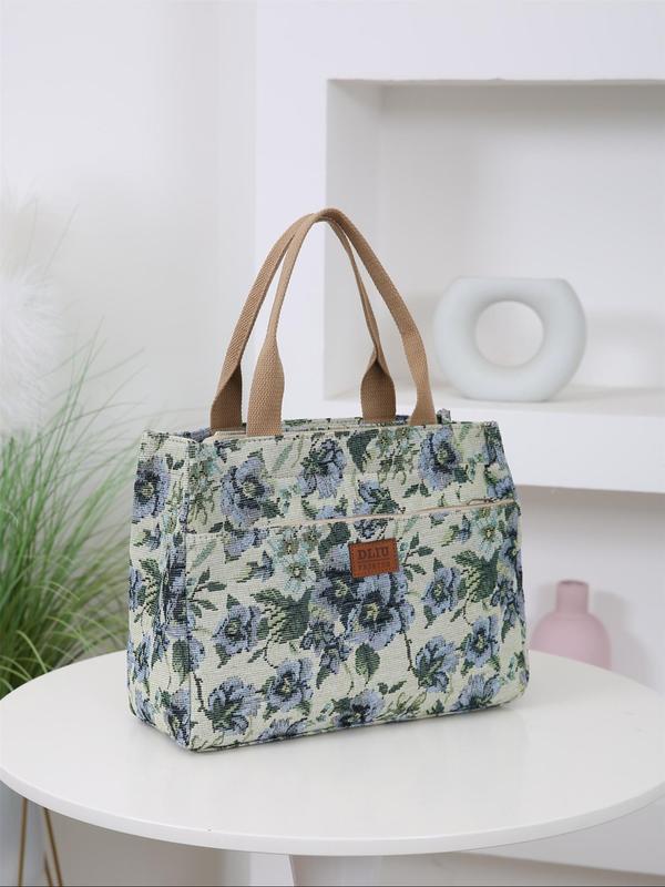 Floral Pattern Tote Bag, Casual Large Capacity Handbag for Women, Trendy Versatile High-quality Daily Commuting Bag, Girl Fashionable Shopping Bag