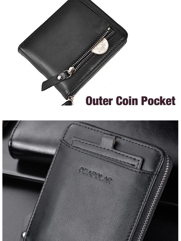 Mens RFID Blocking Leather Bifold Wallet Credit Card ID Holder Zip Around Purse