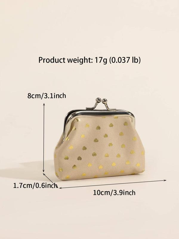Women's Cute Heart Graphic Coin Wallet Purses, Trendy All-match Kiss Lock Buckle Short Wallet Frame Bag, Fashion Coin Holder As Perfect Gift