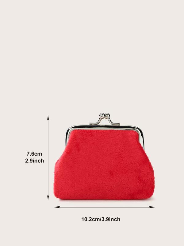 Women's Solid Color Coin Purse, Fashionable Portable Kiss Lock Buckle Coin Purse for Daily Use and Work, Casual Trendy Versatile High-quality Wallet