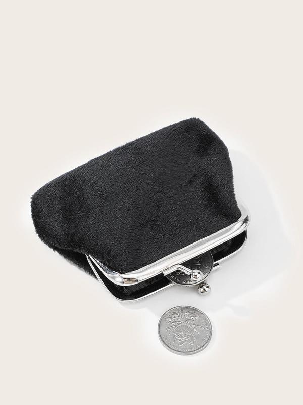 Women's Solid Color Coin Purse, Fashionable Portable Kiss Lock Buckle Coin Purse for Daily Use and Work, Casual Trendy Versatile High-quality Wallet