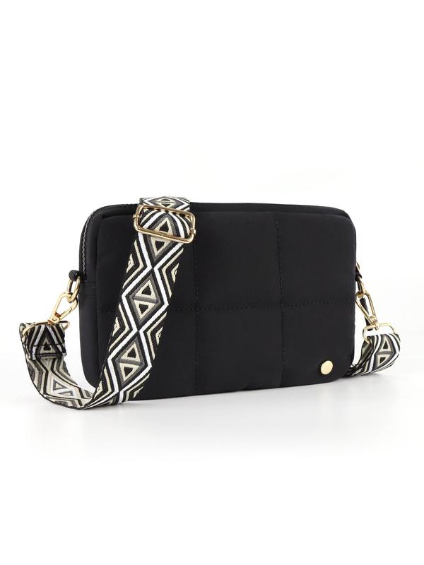 Women's Solid Color Quilted Crossbody Bag, Fashionable Lightweight Crossbody Bag with Adjustable Strap, Casual Versatile Shoulder Bag for Daily Used