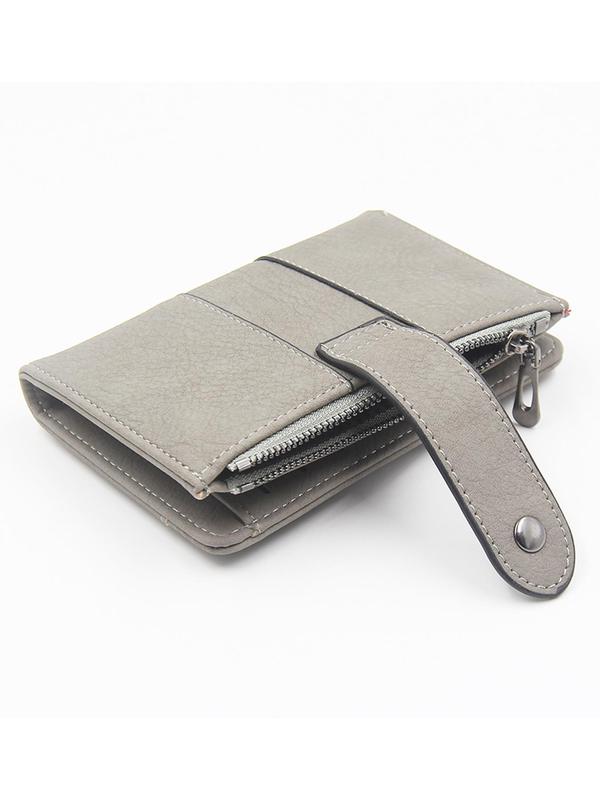 Women's Solid Color Zipper Short Wallet, Fashionable PU Leather Coin Purse for Daily Used, Casual Trendy Versatile High-quality Daily Wallet