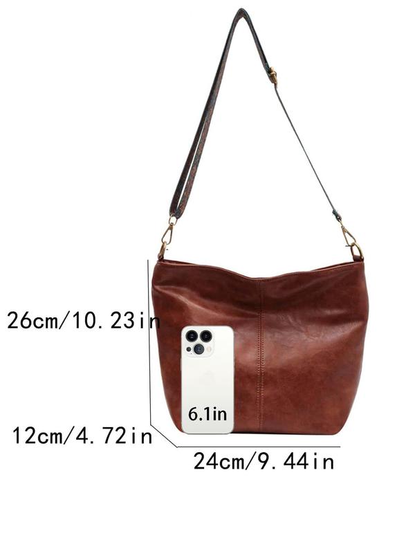Women's Fashionable Pu Leather Crossbody Bag, Casual Versatile Ethnic Pattern Strap Shoulder Bag for Daily Used, Trendy High-quality Daily Commuting Bag, Girl Fashionable Bag