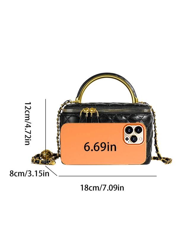 Women's Elegant Quilted Chain Strap Crossbody Bag, Fashionable Solid Color Shoulder Bag for Daily Used, Casual Trendy Versatile High-quality Daily Commuting Bag