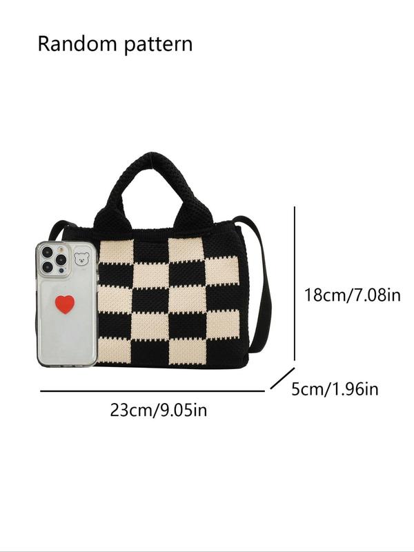 Women's Checkerboard Pattern Handbag, Fashionable Colorblock Shoulder Bag for Daily Used, Casual Trendy Versatile High-quality Daily Commuting Bag