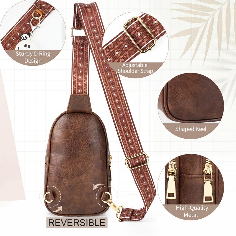 APHISON Sling Bag for Women, Vegan Leather Crossbody Bag, Stylish Chest Bag with Adjustable Strap, Perfect for Cell Phone and Essentials