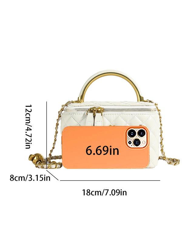 Women's Elegant Quilted Chain Strap Crossbody Bag, Fashionable Solid Color Shoulder Bag for Daily Used, Casual Trendy Versatile High-quality Daily Commuting Bag