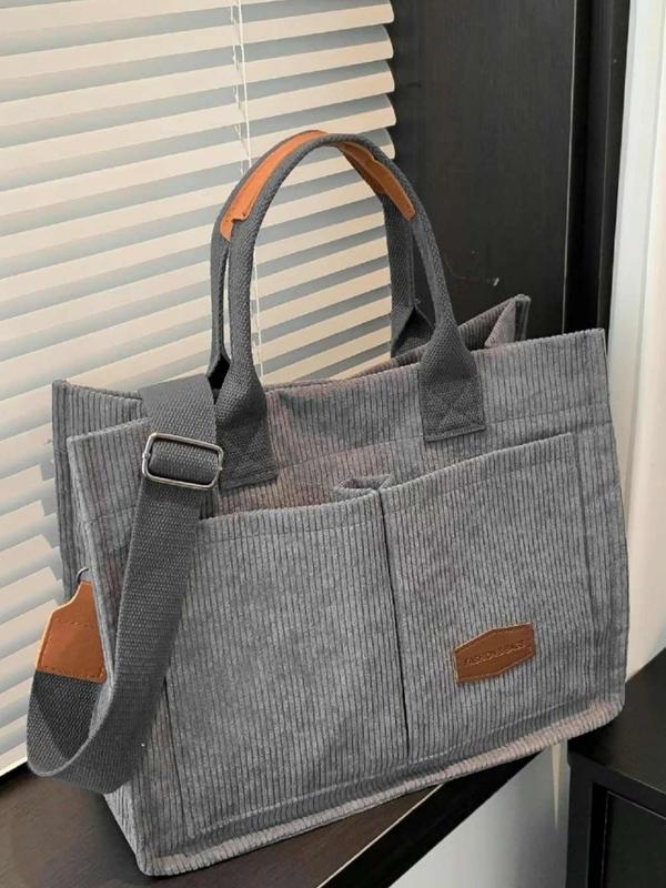 Women's Solid Color Tote Bag, Fashionable Large Capacity Shoulder Bag for Work & Daily Used, Casual Trendy Versatile High-quality Daily Commuting Bag, for Fall Outfits Fall Freshness