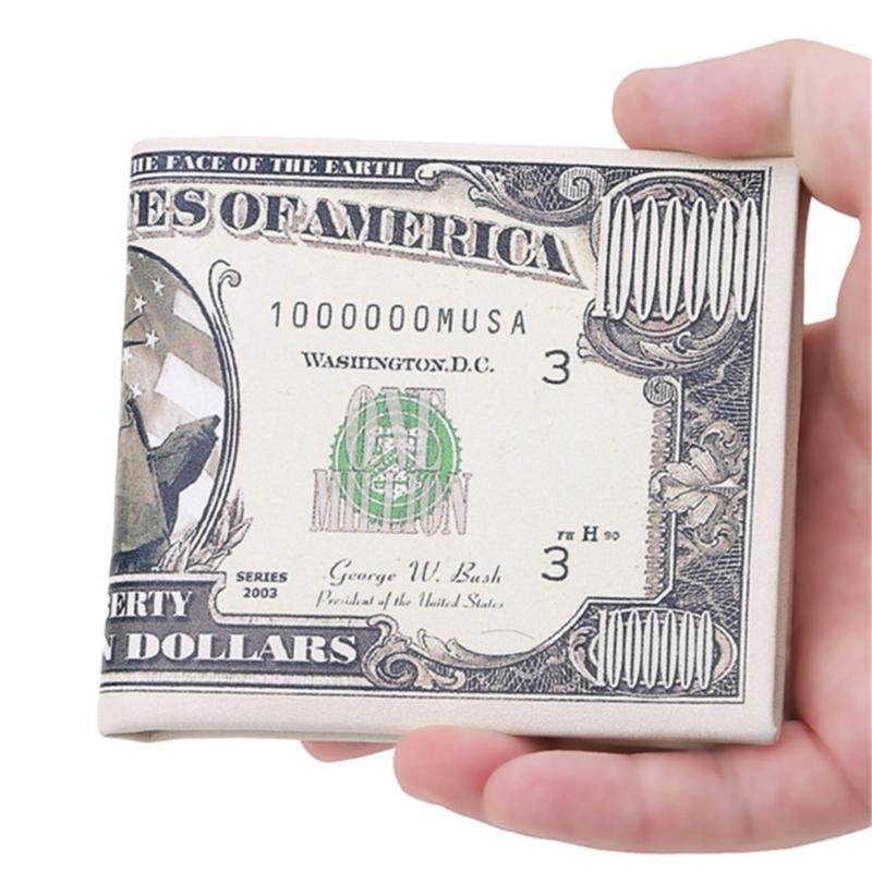 Men Money Canvas Wallets Credit ID Card Holder Bags Purses Currency Notes Pattern Insert Picture Cash Coin Dollars Euro Wallet