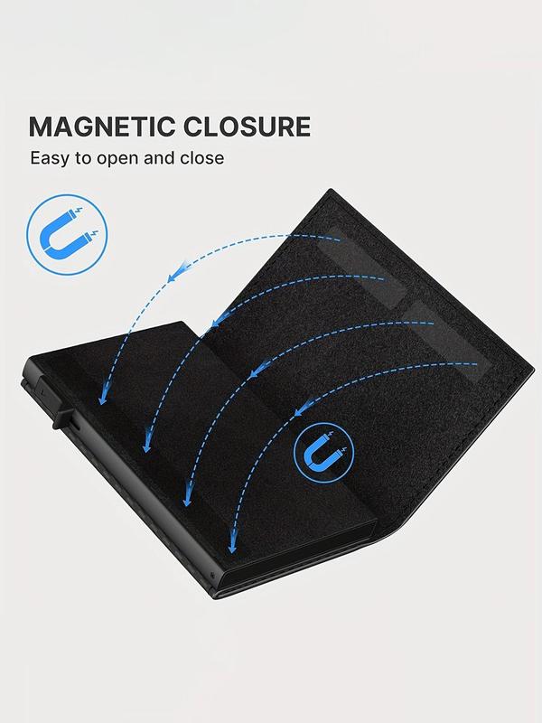 Summer Plain Color Rfld Blocking Card Holder, Wallets for Men, Portable Magnetic Card Holder, Fashionable Wallet for Daily Use, Fall Outfits, Fall Freshness