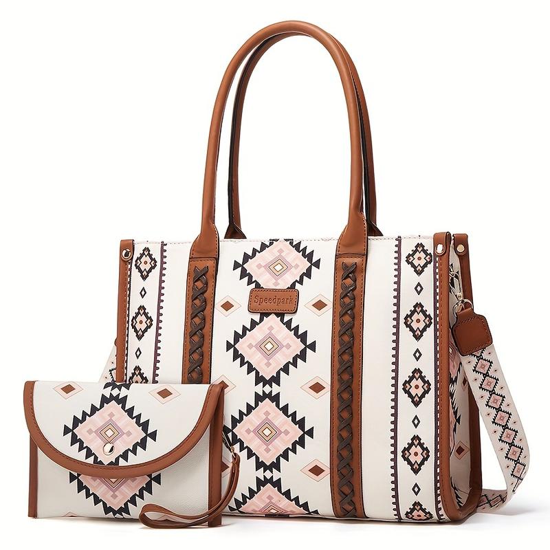 Women's Retro Handbag Western Shoulder Bag Boho Style Set Tote Bag