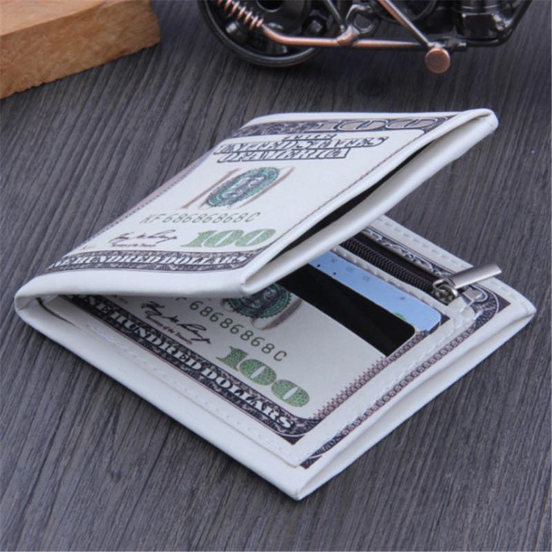 Men Money Canvas Wallets Credit ID Card Holder Bags Purses Currency Notes Pattern Insert Picture Cash Coin Dollars Euro Wallet