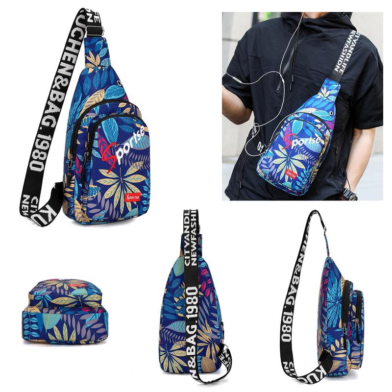 Men's Fashion Zipper Oxford Sling Bag for Summer 2024, Casual Waterproof Travel Business Chest Bag, Male Simple All-match Crossbody Sportse Bag  storage