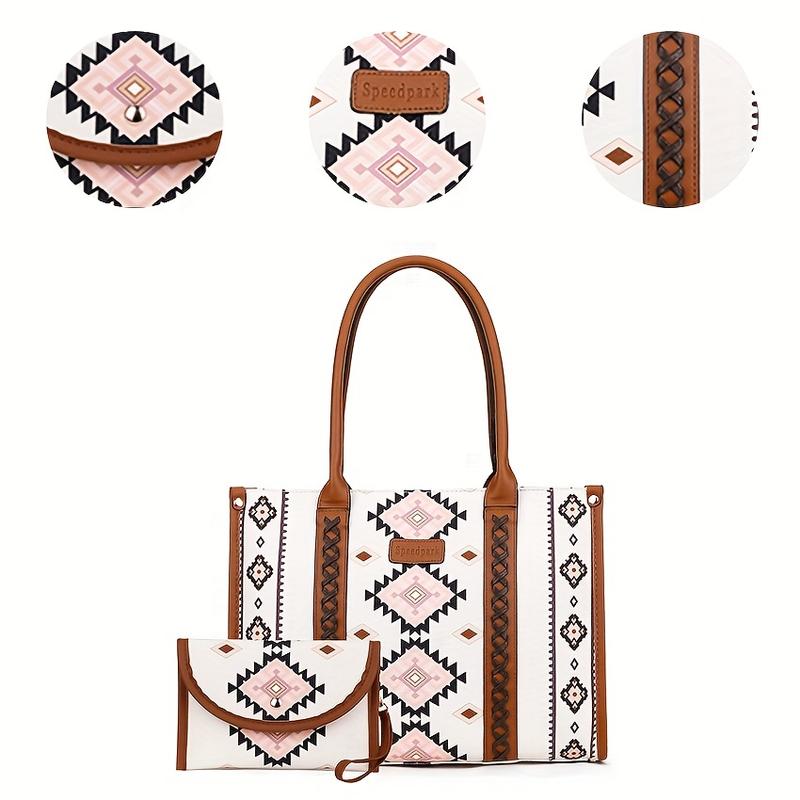 Women's Retro Handbag Western Shoulder Bag Boho Style Set Tote Bag