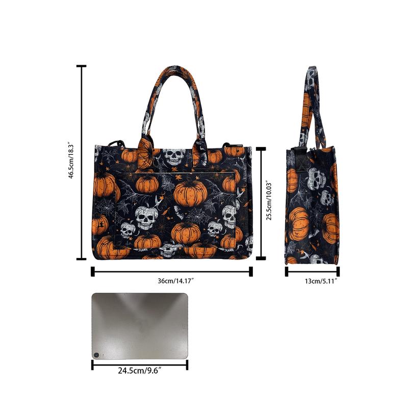 2024 fall printing Pattern Canvas Soft Tote Bag, Large Capacity Crossbody Bag for Work & School，Fall Outfits, Fall Freshness, for Fall casual letter label