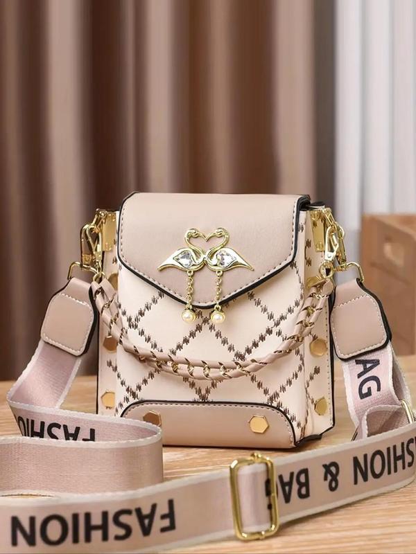 Fashionable Geometric Pattern Pu Leather Crossbody Bag As Gifts, 2024 New Versatile Shoulder Bags 2024 for Women, Trendy All-match Bag Charm Chain Flap Affordable Luxury Bag