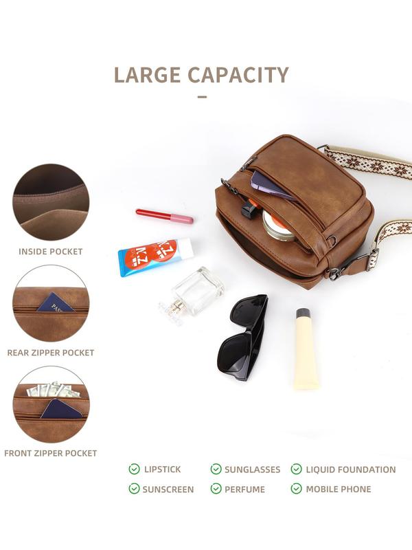 Women's Fashionable Crossbody Bag, Casual PU Leather Zipper Shoulder Bag for Daily Used, Trendy Versatile High-quality Daily Commuting Bag