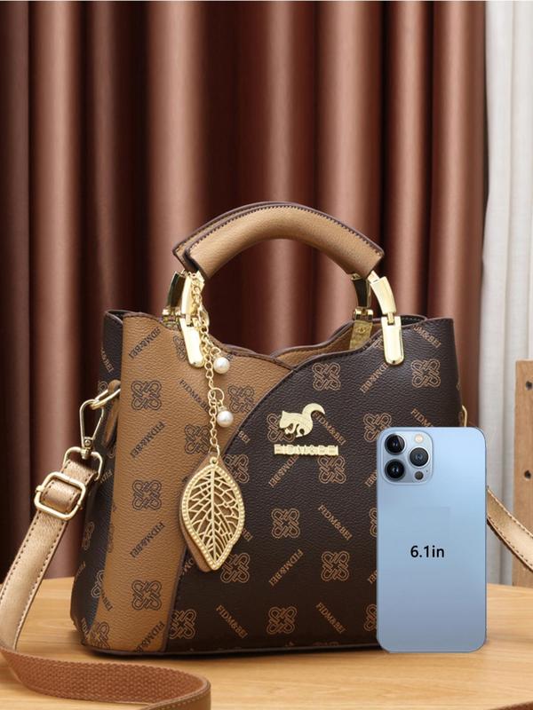 Women's Fashionable All Over Leaf Print Handbag & Card Bag & Wristlet, Casual Versatile Bag Set for Women, Trendy High-quality Daily Commuting Bag Set