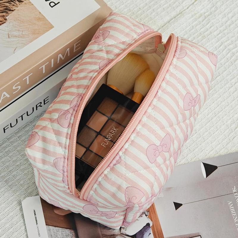 Bow Pattern Travel Cosmetic Bag Set, 4 Counts set Large Capacity Travel Makeup Bag, Zipper Makeup Organizer Pouch, Versatile Storage Bag for Travel, Home