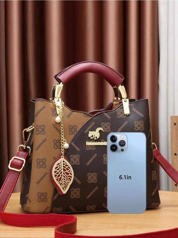 Women's Fashionable All Over Leaf Print Handbag & Card Bag & Wristlet, Casual Versatile Bag Set for Women, Trendy High-quality Daily Commuting Bag Set