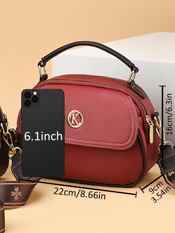 Women's Fashionable Solid Color Crossbody Bag, Casual Versatile Large Capacity Handbag for Daily Used, Trendy All-match Commuter Bag