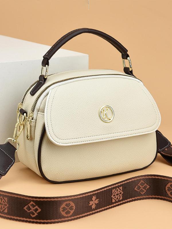 Women's Fashionable Solid Color Crossbody Bag, Casual Versatile Large Capacity Handbag for Daily Used, Trendy All-match Commuter Bag