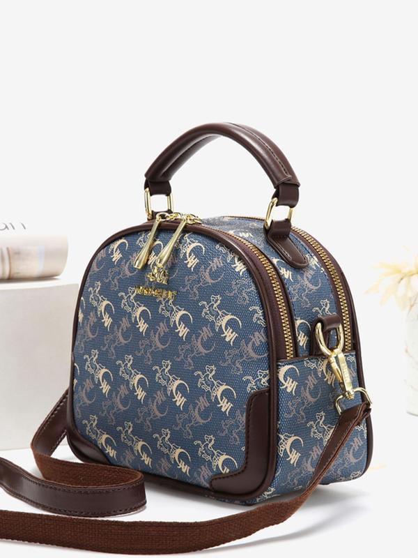 Fashion Letter & Horse Pattern Handbag & Wallet & Card Holder Set, Casual Versatile Crossbody Bag & Wallet Set for Women, Trendy All-match Bag Set for Daily Use