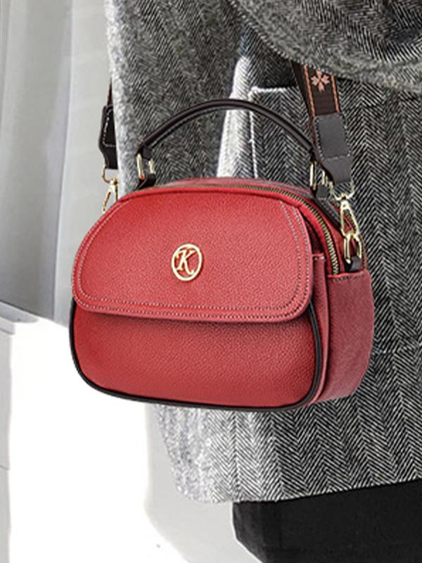 Women's Fashionable Solid Color Crossbody Bag, Casual Versatile Large Capacity Handbag for Daily Used, Trendy All-match Commuter Bag