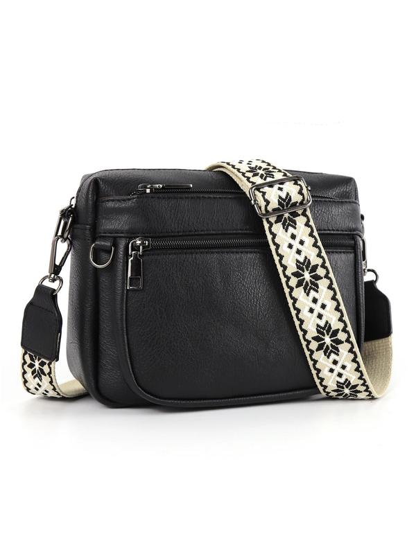 Women's Fashionable Crossbody Bag, Casual PU Leather Zipper Shoulder Bag for Daily Used, Trendy Versatile High-quality Daily Commuting Bag