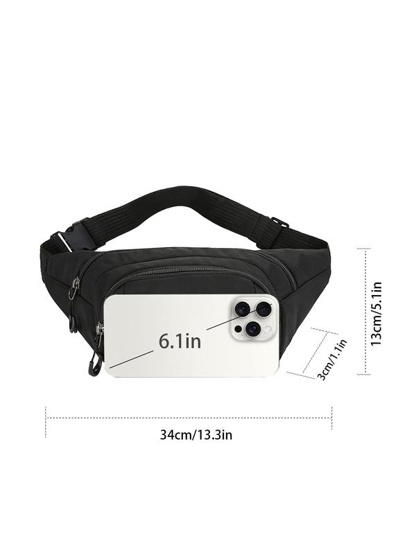 Men's Casual Plain Zipper Belt Bag, Large Capacity Sporty Sling Bag, Outdoor Sports Phone Bag, Sling Bag for Men