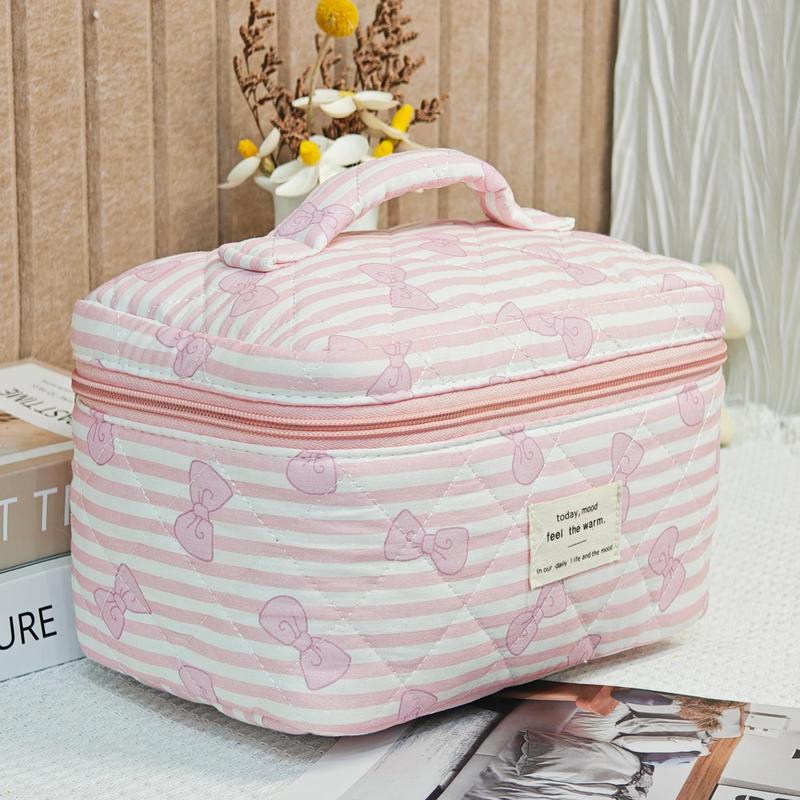 Bow Pattern Travel Cosmetic Bag Set, 4 Counts set Large Capacity Travel Makeup Bag, Zipper Makeup Organizer Pouch, Versatile Storage Bag for Travel, Home