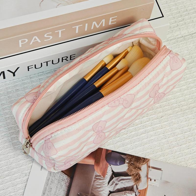 Bow Pattern Travel Cosmetic Bag Set, 4 Counts set Large Capacity Travel Makeup Bag, Zipper Makeup Organizer Pouch, Versatile Storage Bag for Travel, Home