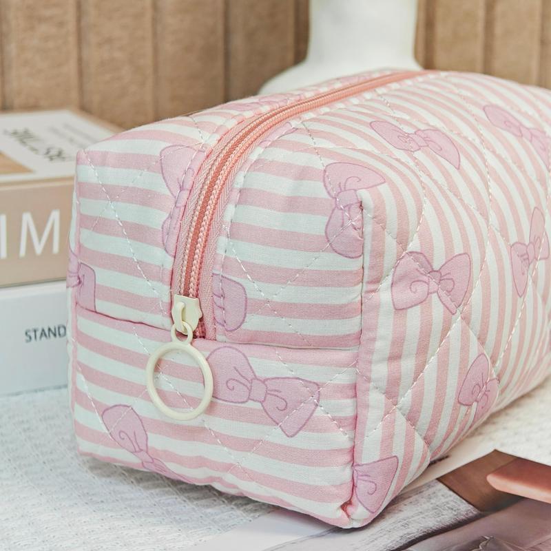 Bow Pattern Travel Cosmetic Bag Set, 4 Counts set Large Capacity Travel Makeup Bag, Zipper Makeup Organizer Pouch, Versatile Storage Bag for Travel, Home