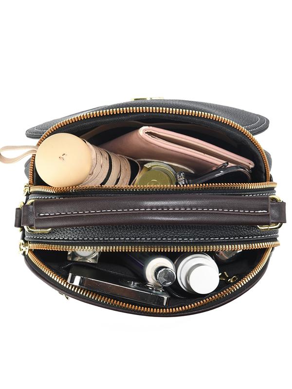 Women's Fashionable Solid Color Crossbody Bag, Casual Versatile Large Capacity Handbag for Daily Used, Trendy All-match Commuter Bag